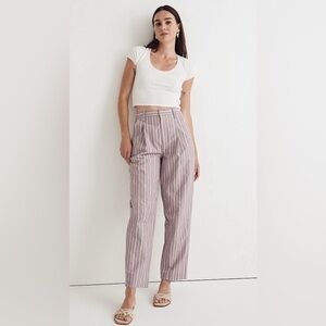 NWT - Madewell Striped Poplin Lavender Pants Size 12